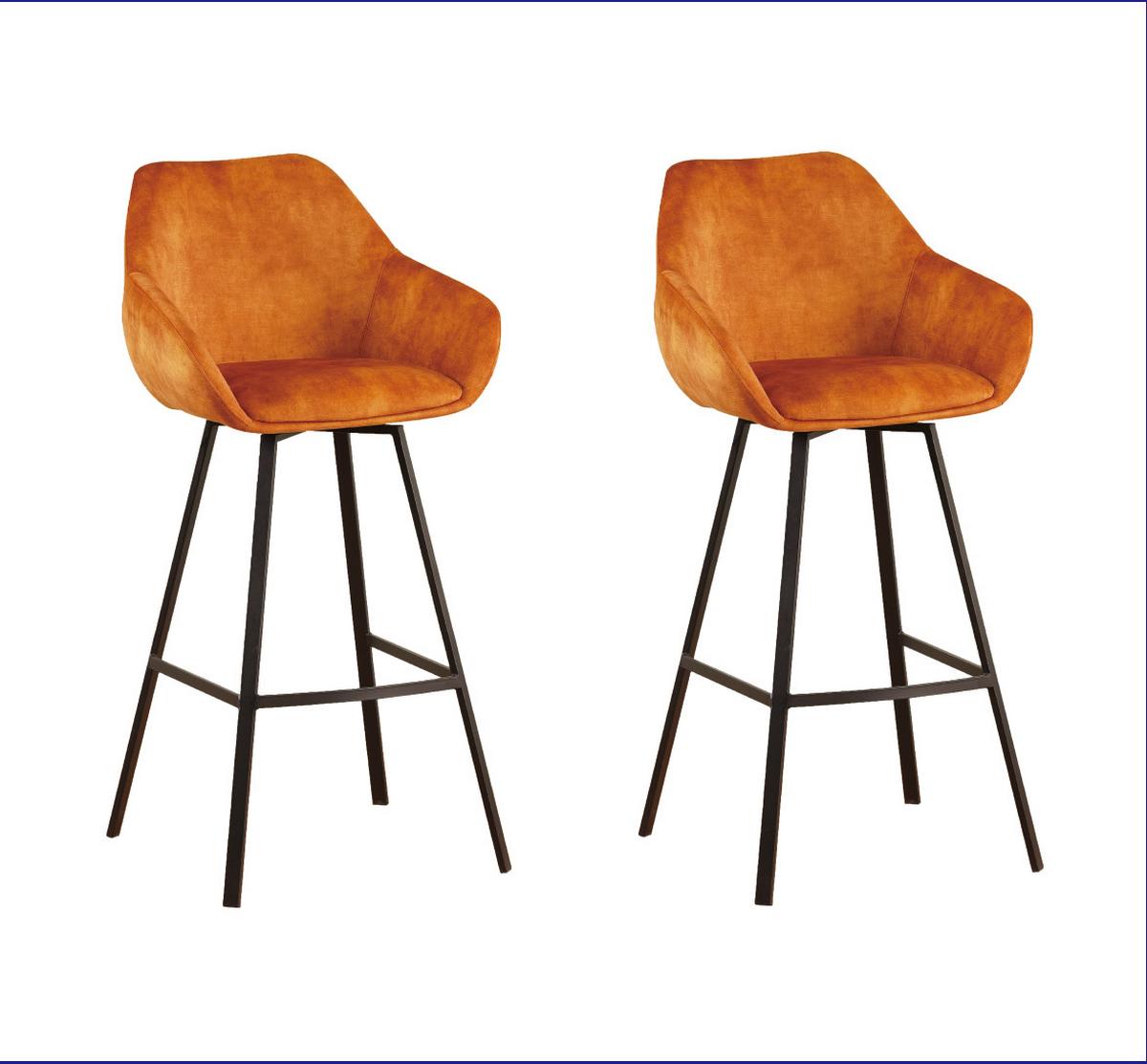 Barhocker-Set Casper Cognag B: 55 cm - Cognac/Gelb, MODERN, Textil/Metall (55/109/57cm) - MID.YOU