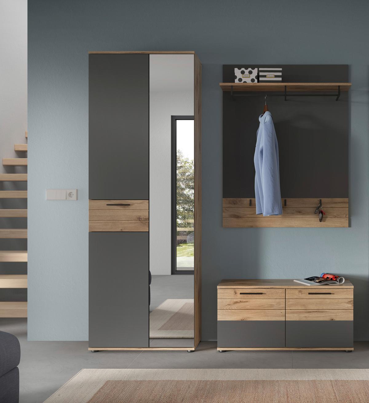 Mason B: 175 cm Nox Oak 3-teilig - Holzwerkstoff (175/200/38cm) - MID.YOU