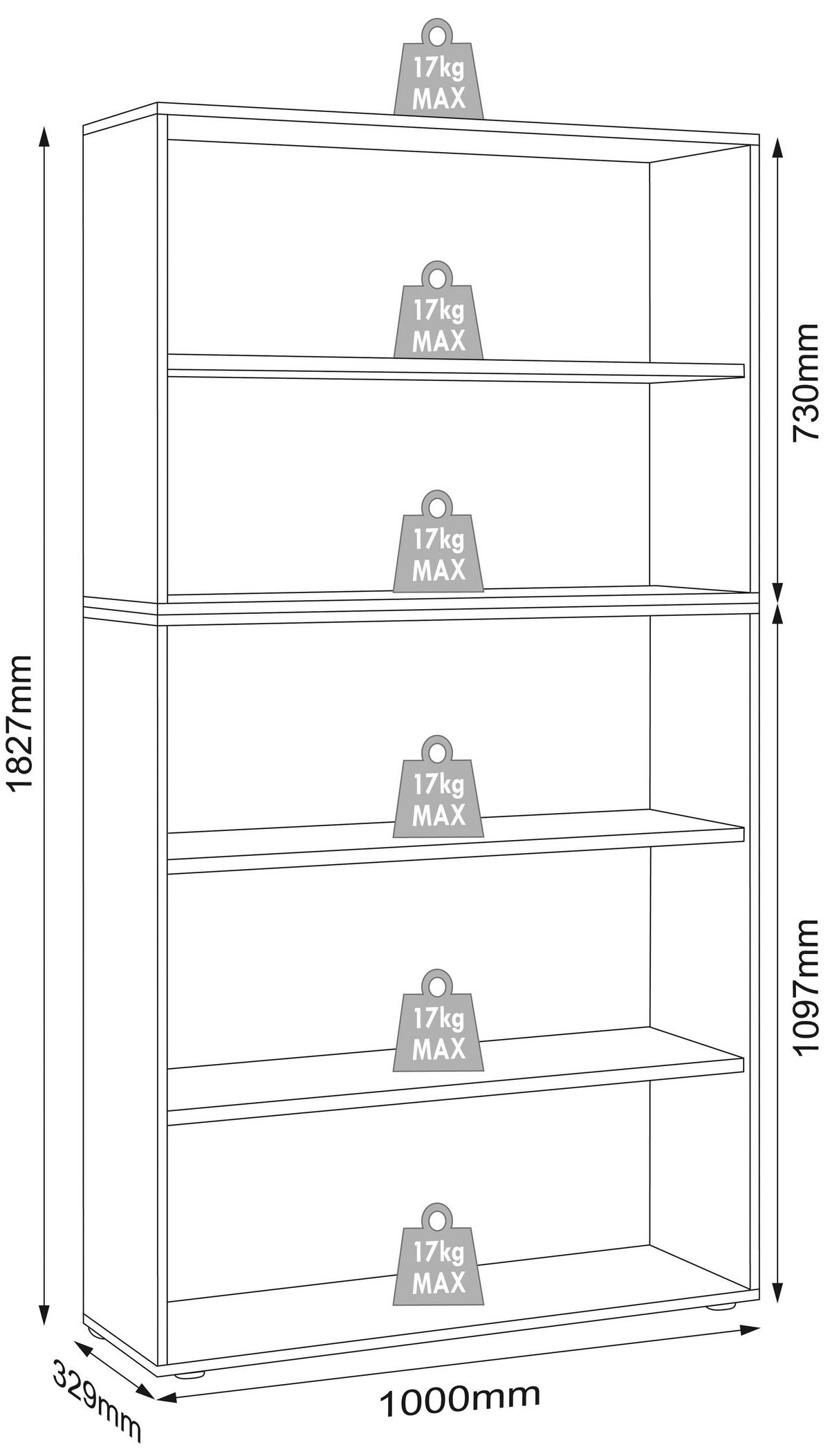 REGÁL NA ŠANÓNY SALIA B100 - čierna/biela, Design, kompozitné drevo/plast (100/183/33cm) - P & B