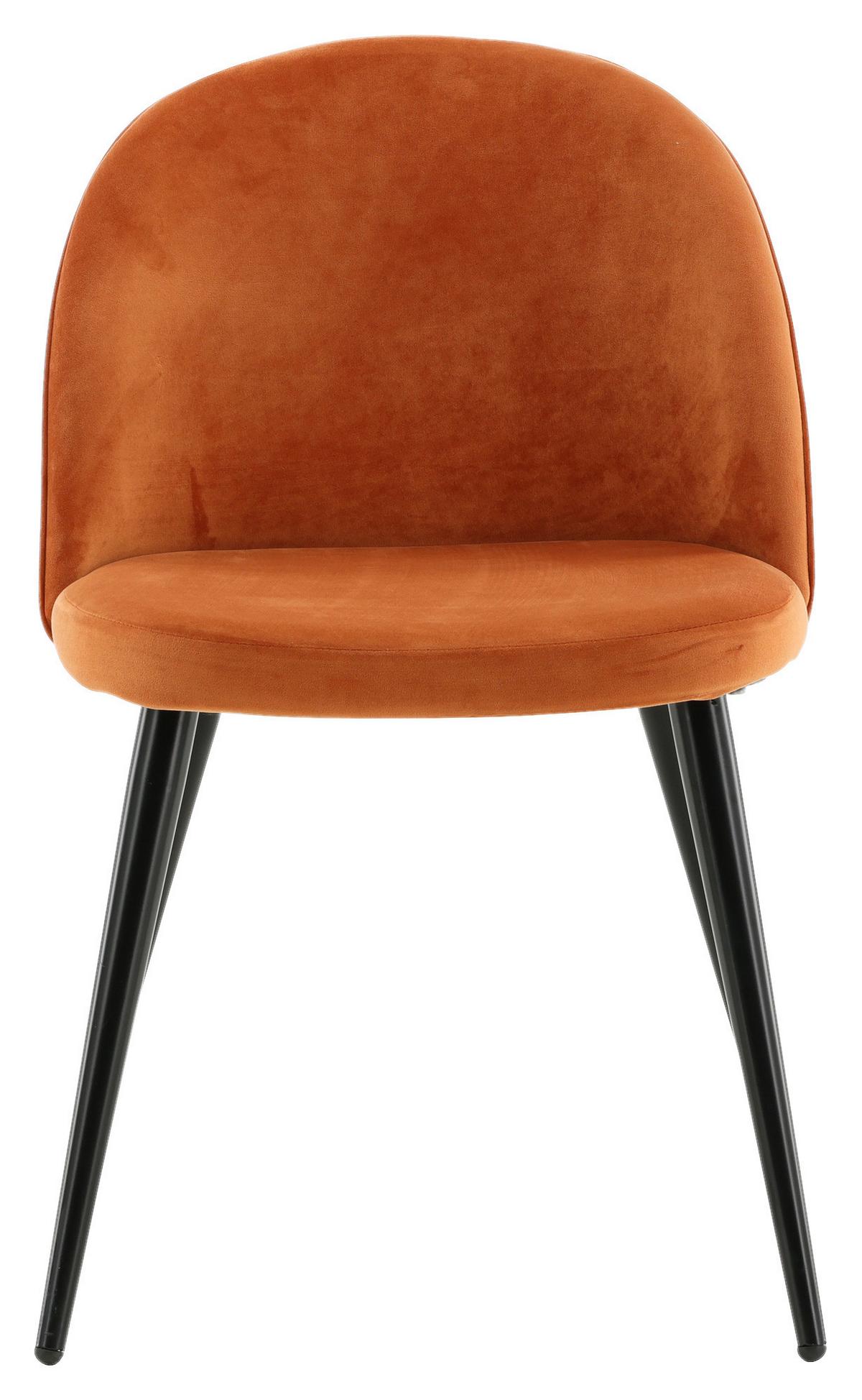 Stuhl-set Velvet - Schwarz/Orange, Design, Textil/Metall (57/76.5/50cm) - Livetastic