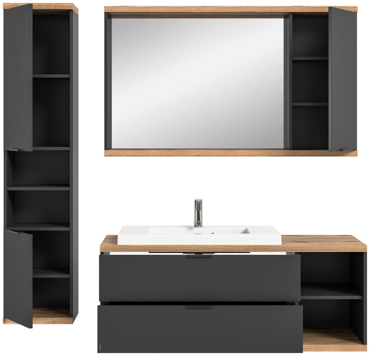 Badezimmer Nuaro Anthrazit B: 186cm - Anthrazit/Weiß, Basics, Glas/Holzwerkstoff (186cm) - MID.YOU