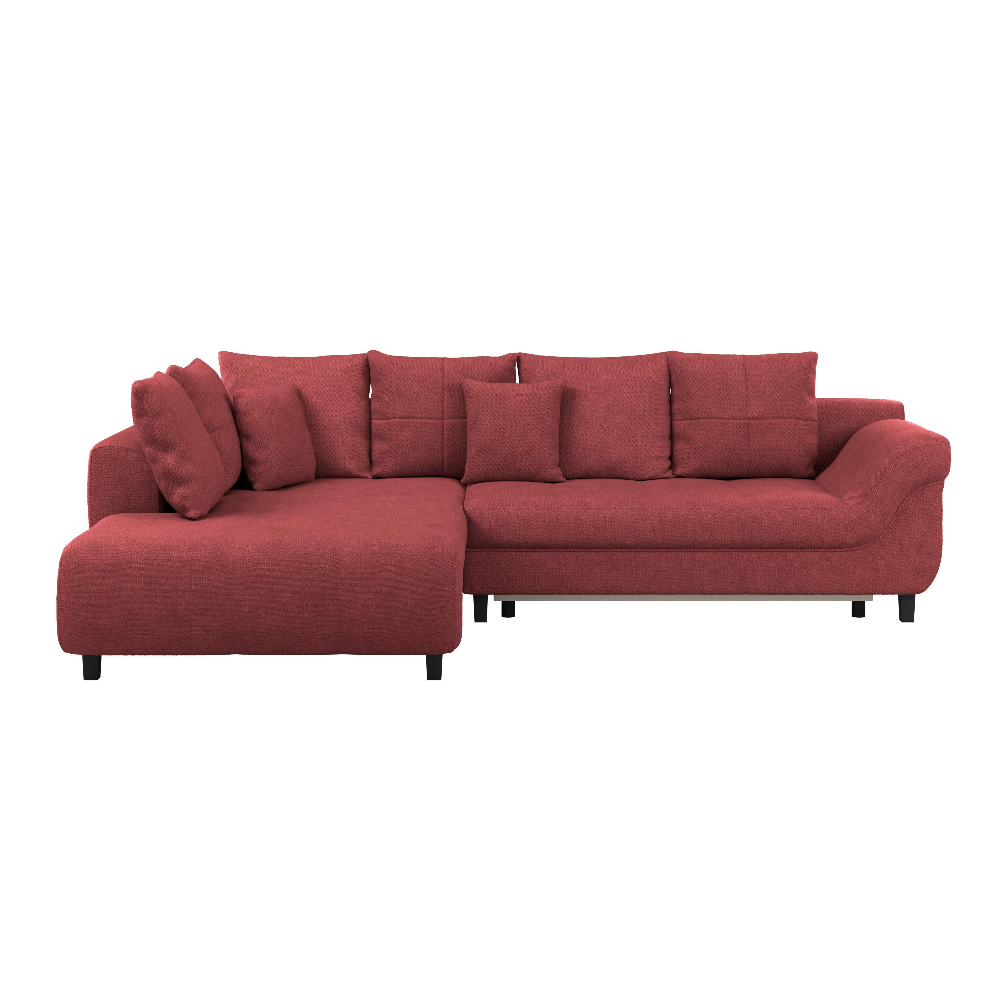 Ecksofa Mendoza - Rot/Schwarz, Design, Textil (197/309cm) - Ondega