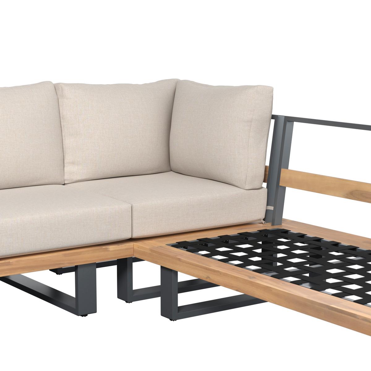 TERASOVÁ SEDACIA SÚPRAVA GABRIEL - farba akácie, Natur, kov/drevo - Mömax