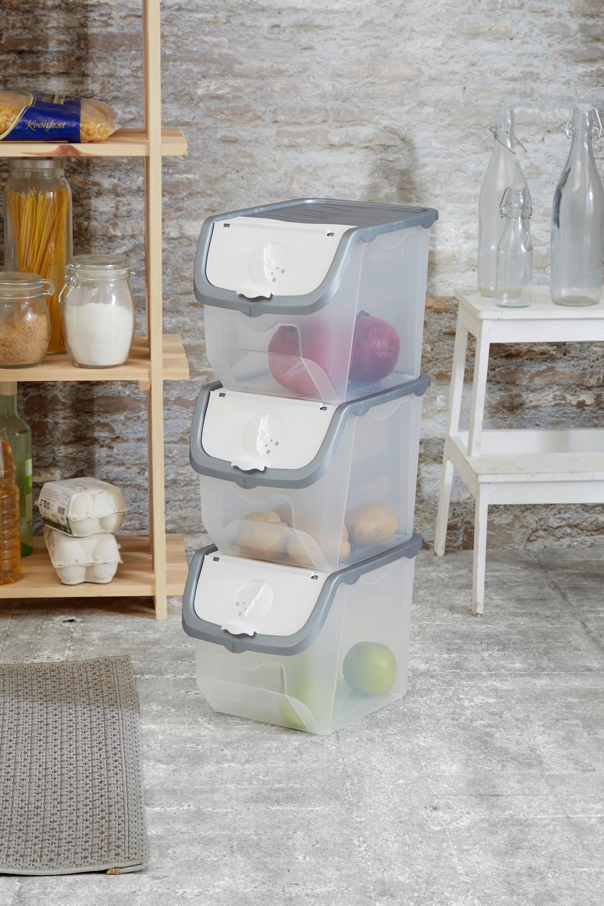 Aufbewahrungsbox Jan 23,5x23,5x32,5 Cm - Klar/Grau, Kunststoff (23,5/23,5/32,5cm) - Homezone