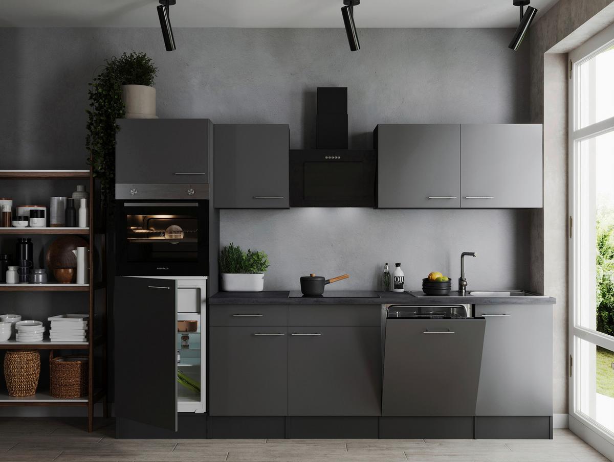 Küchenblock Oliver Grau B: 280 cm - Grau, Design, Holzwerkstoff (280cm) - Respekta