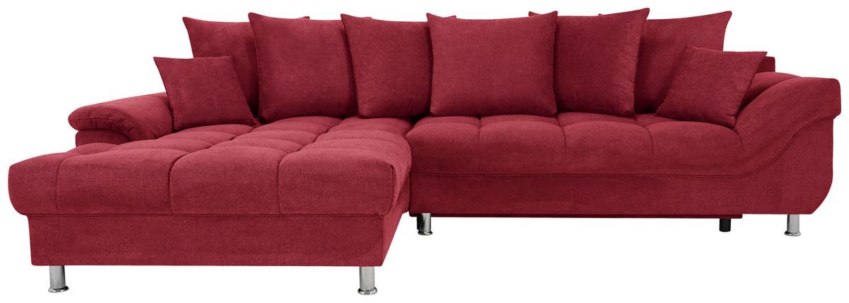 Rohová sedačka ERICE, ľavá, červená - chrómová/červená, Design, textil/plast (198/312cm)