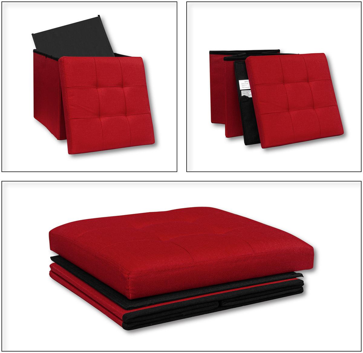 Sitzbox Boxas Rot B: 38 cm - Rot, Basics, Holzwerkstoff/Kunststoff (38/38/38cm) - MID.YOU