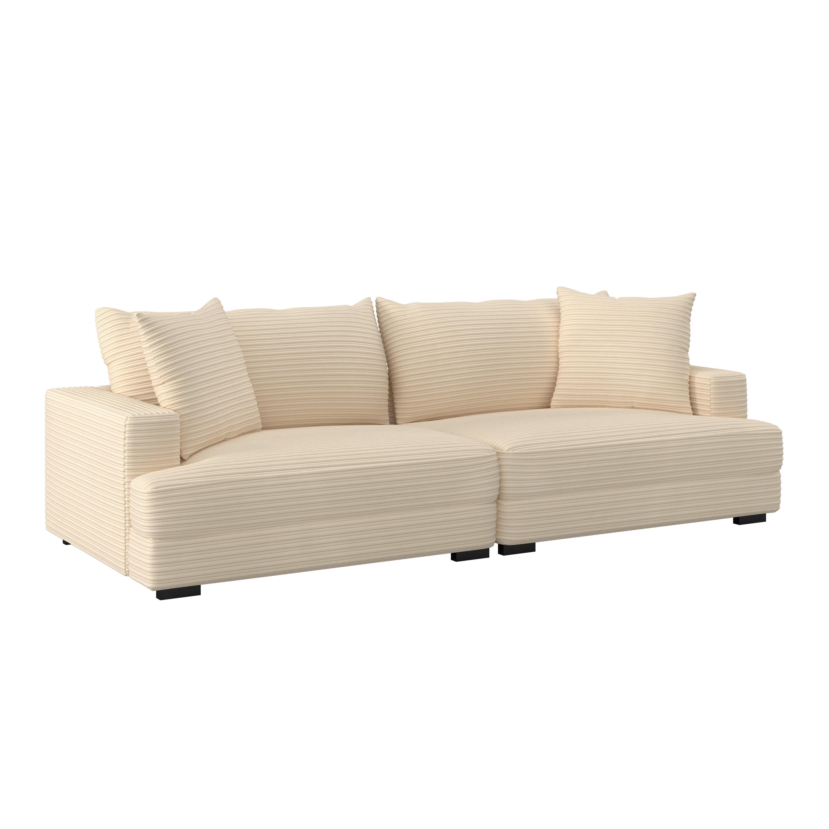 Megasofa Pelle mit Zierkissen B: 261 cm Creme Cord - Wengefarben/Creme, Trend, Textil (261/83/124cm) - Luca Bessoni