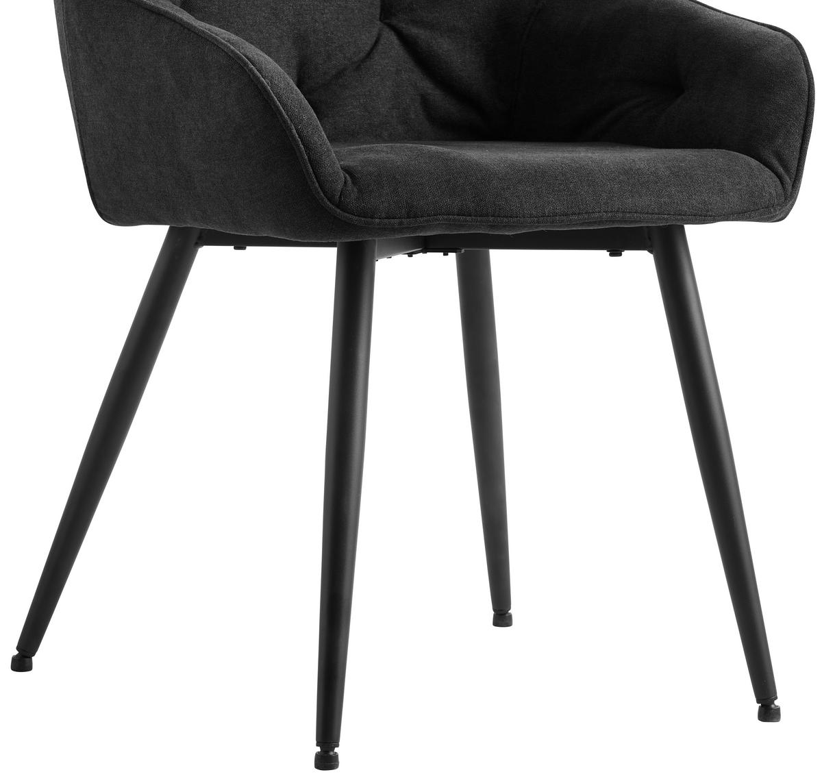 Armlehnstuhl Ancona Webstoff Anthazit B: 55 Cm - Anthrazit/Schwarz, ROMANTIK / LANDHAUS, Textil/Metall (55/80/61cm) - Livetastic