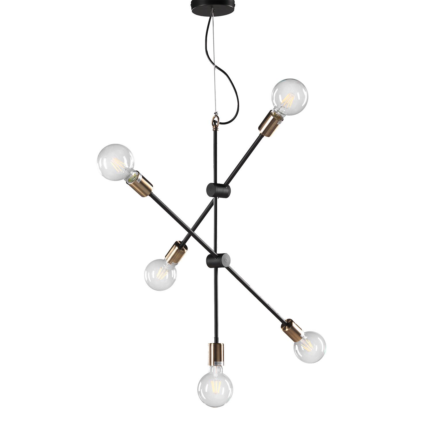 Hängeleuchte 4879/S5n - Goldfarben/Schwarz, Design, Metall (96/80/125cm)