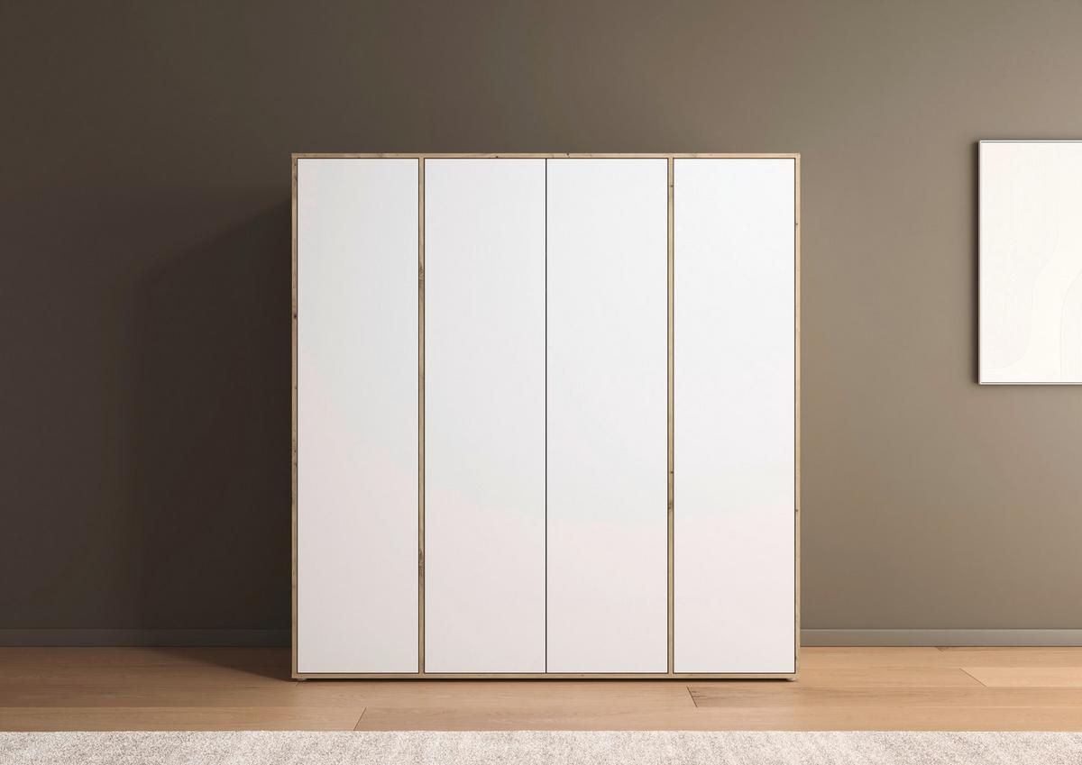 Drehtürenschrank Nabila Eiche Artisan Dek. Weiß - Weiß/Eiche Artisan, MODERN, Holzwerkstoff (187/194/53cm) - Rauch Möbel