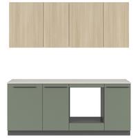 Kuchyňská linka, š.210 cm MILINO SMALL - šedá/barvy dubu, Basics, kompozitní dřevo/plast (210cm) - Visiona