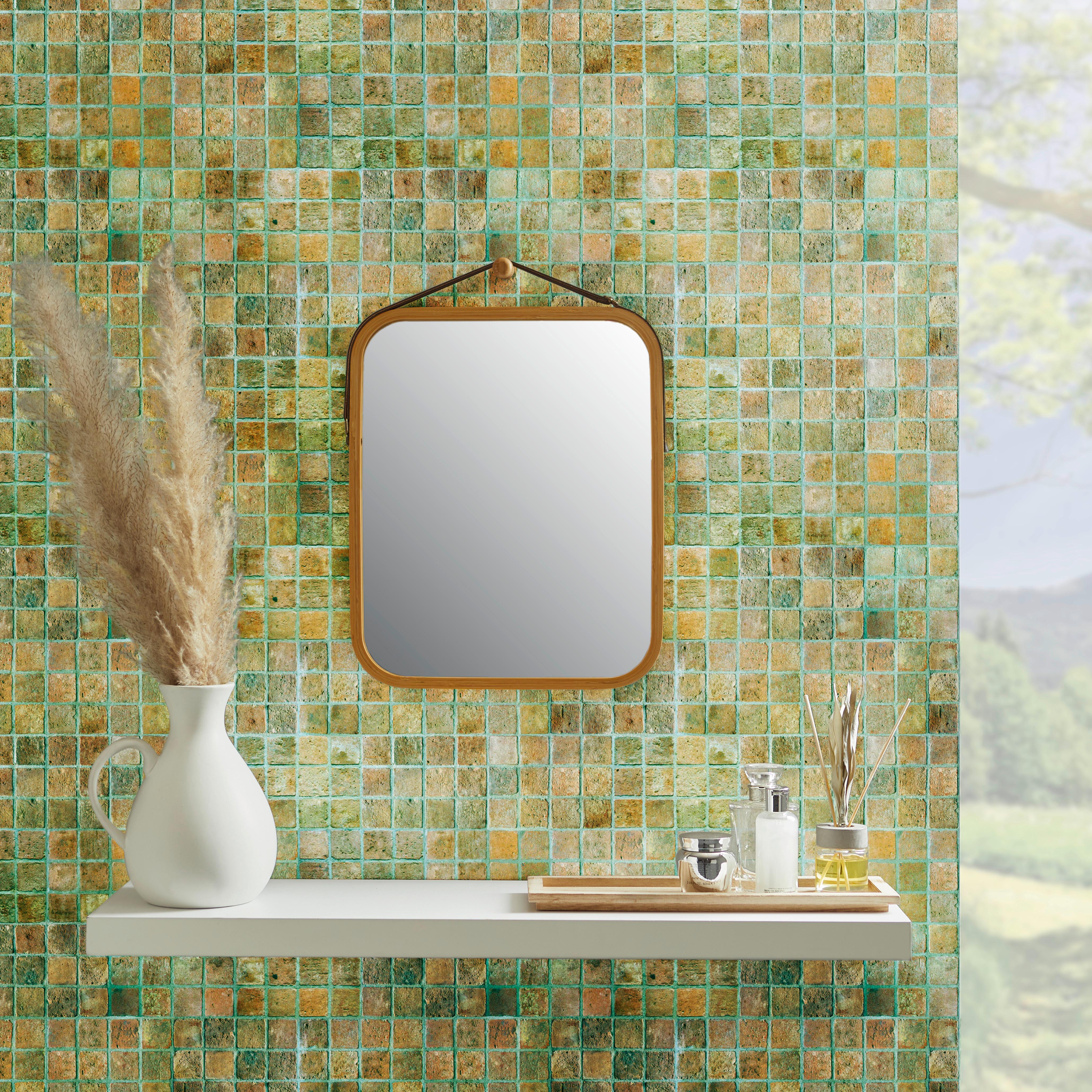 Badspiegel Naturfarben BxH: 41x33 cm - Naturfarben, Design, Glas/Naturmaterialien (41/33/1,5cm) - Livetastic
