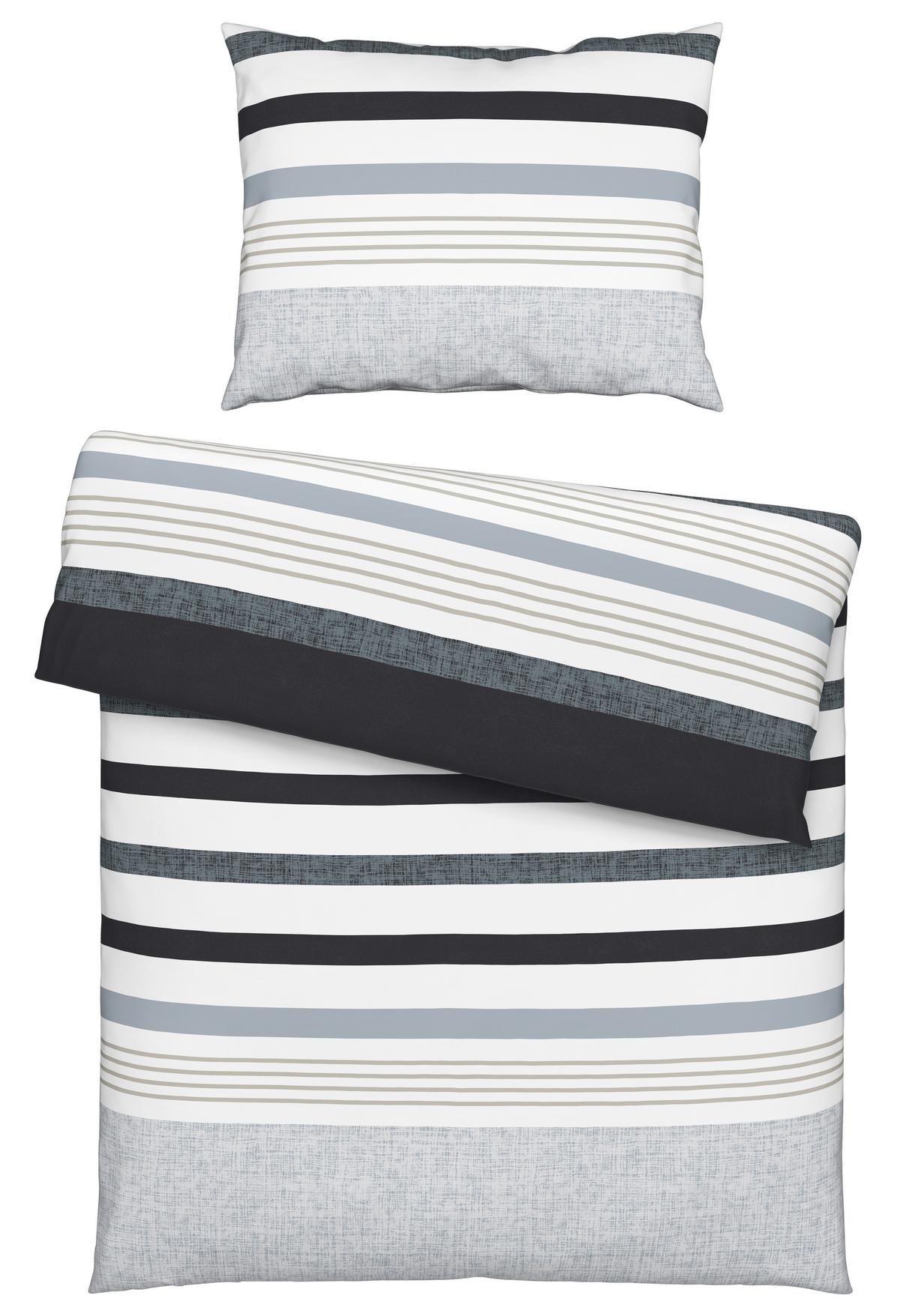 Bettwäsche Davina - Schwarz/Grau, MODERN, Textil - Luca Bessoni