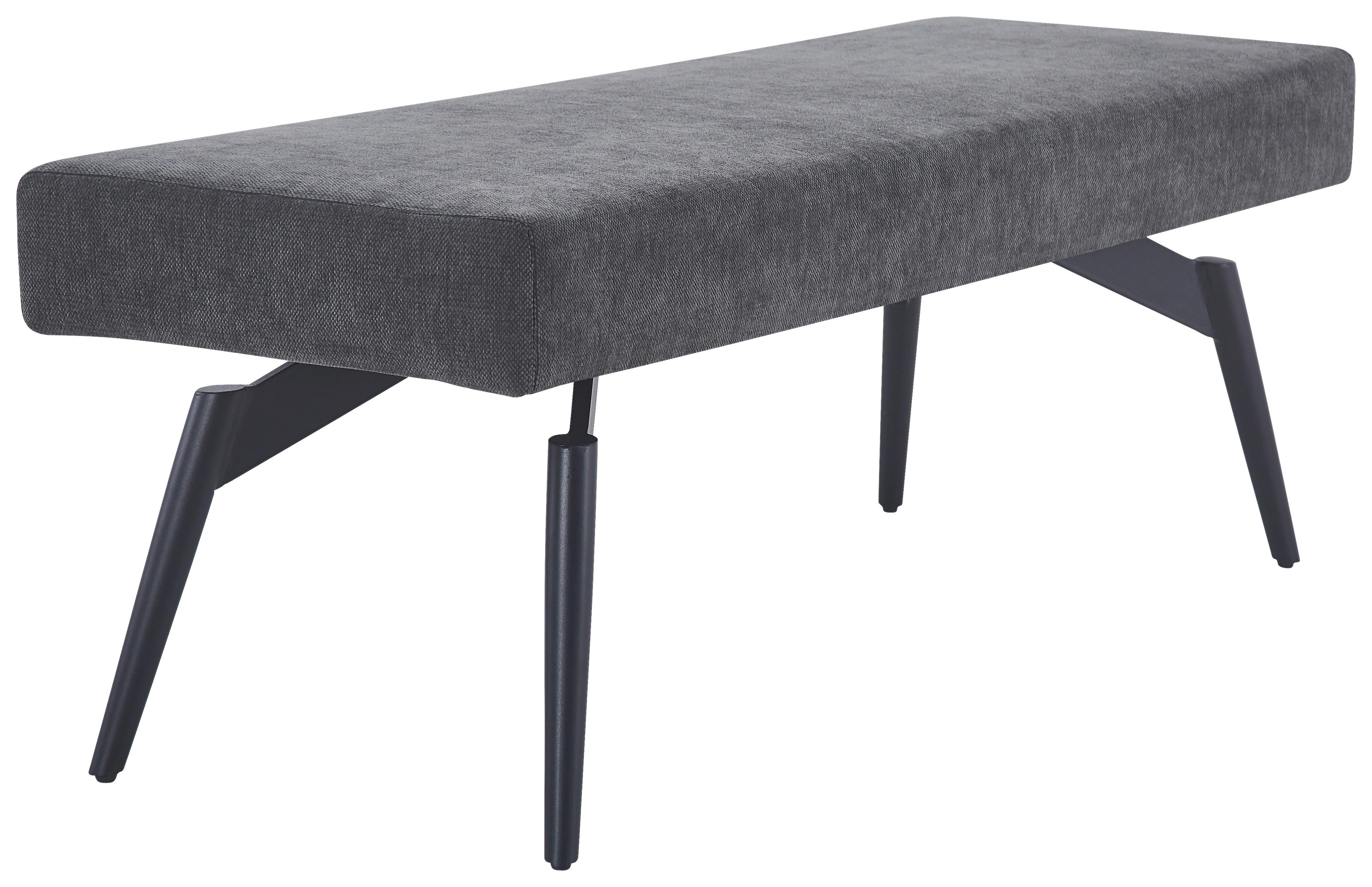 Sitzbank Tinos ohne Lehne Dunkelgrau, B: 140 cm - Dunkelgrau/Schwarz, KONVENTIONELL, Textil/Metall (140/49/47cm) - MID.YOU