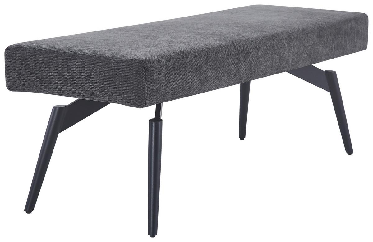 Sitzbank Tinos ohne Lehne Dunkelgrau, B: 140 cm - Dunkelgrau/Schwarz, KONVENTIONELL, Textil/Metall (140/49/47cm) - MID.YOU