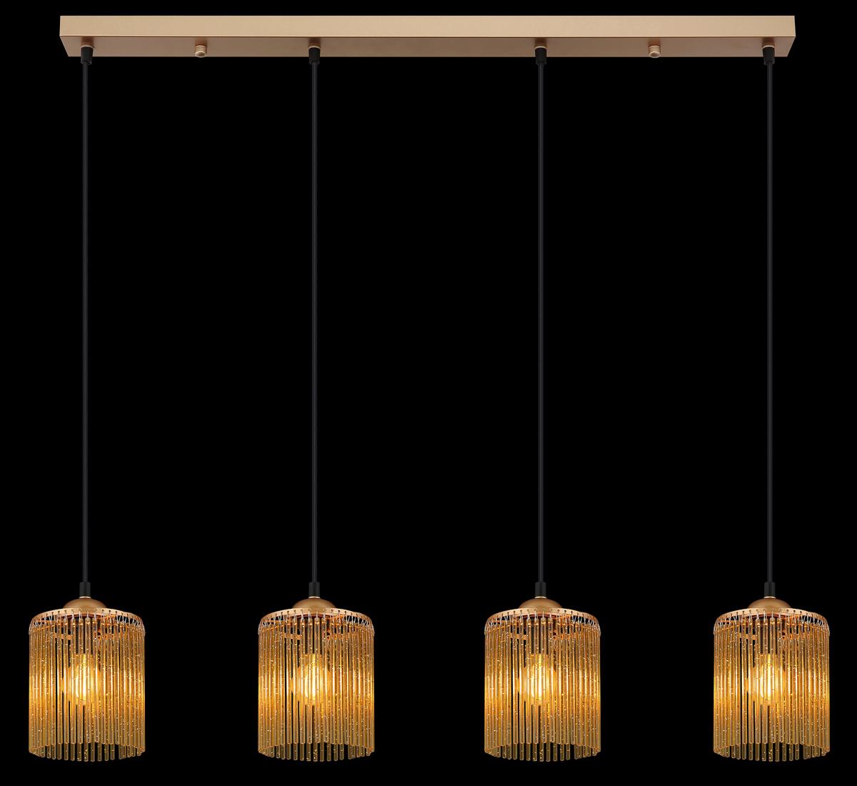 Hängeleuchte Exkl. E14, 40w - Goldfarben/Schwarz, Design, Kunststoff/Metall (87/12/133cm) - Globo