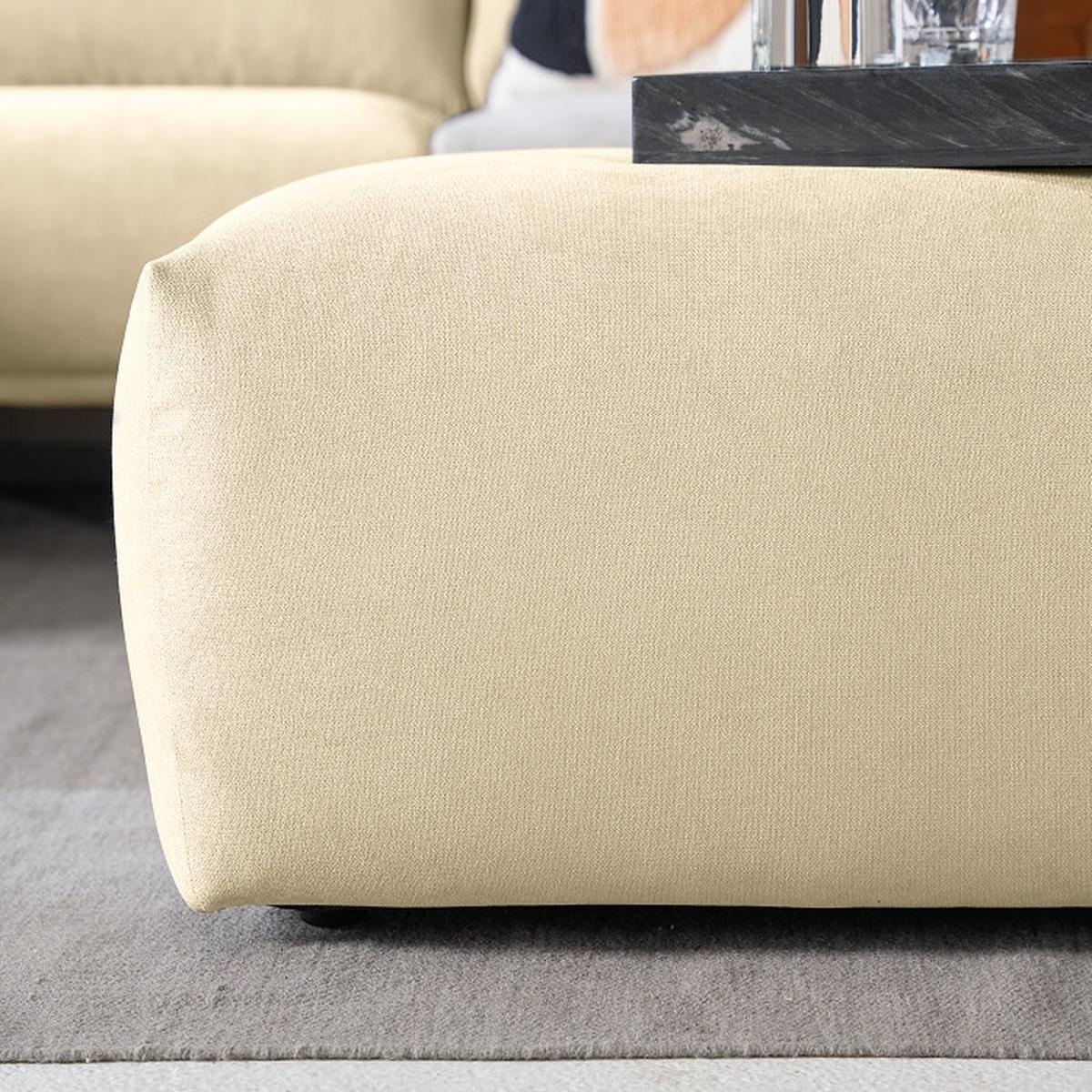Hocker Bolt, Beige B 102 cm - Beige/Schwarz, MODERN, Textil (102/41/52cm) - Trendmanufaktur