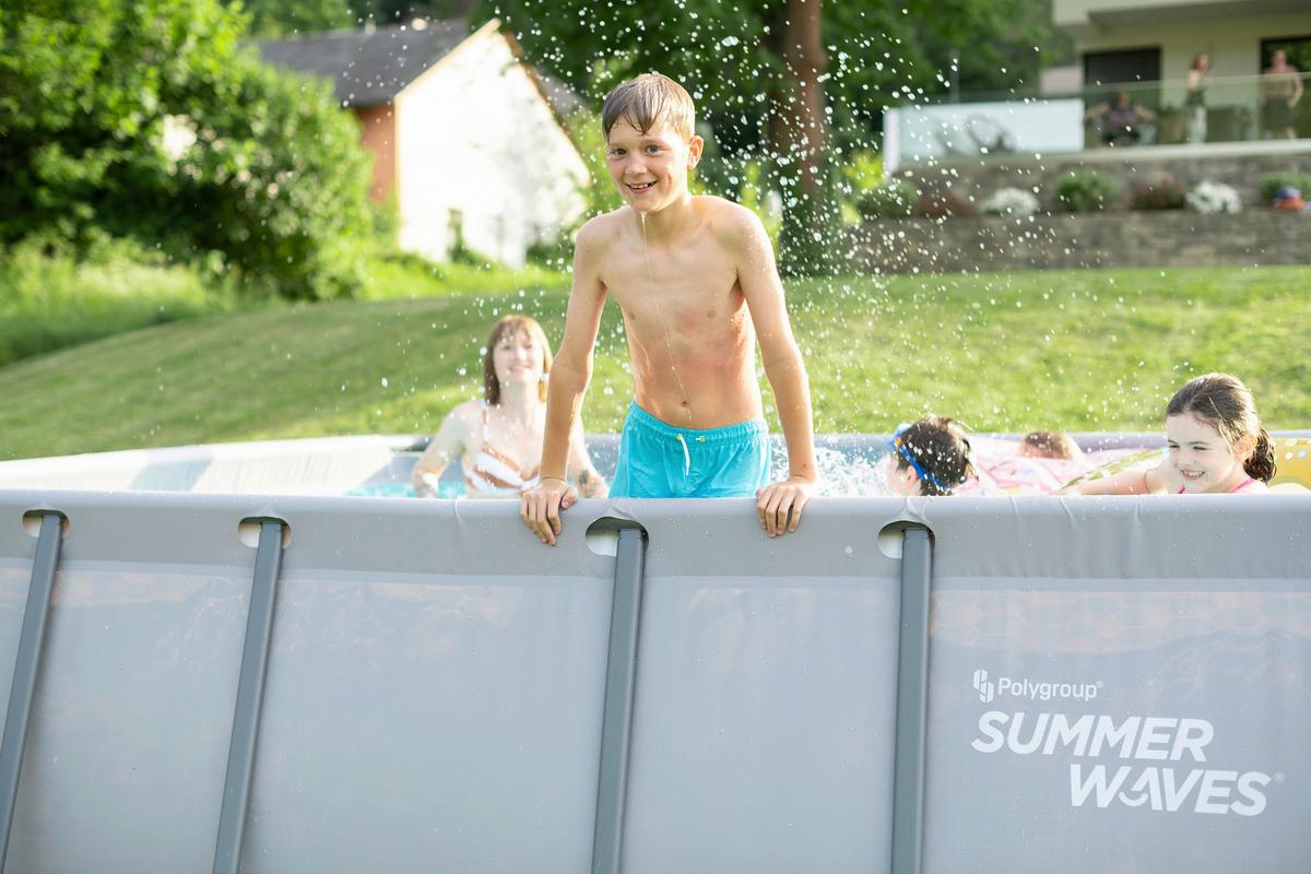 Aufstellpool Rechteckig D: 274 Cm - Anthrazit, KONVENTIONELL, Kunststoff/Metall (274/132/549cm)