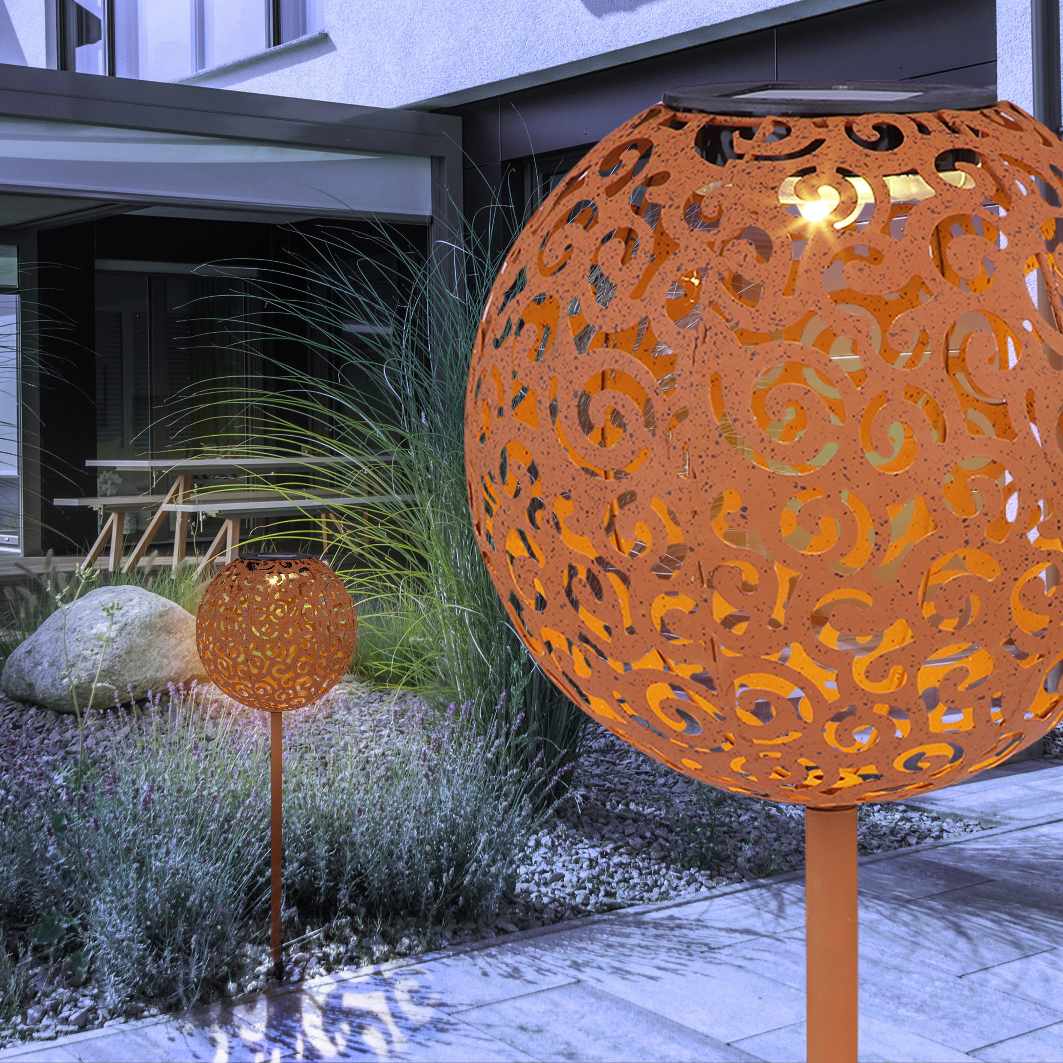 Solarleuchte Schwarz/rost Solar 1xled Warmweiß H: 54 Cm - Rostfarben/Schwarz, Basics, Metall (18,5/54cm) - Globo