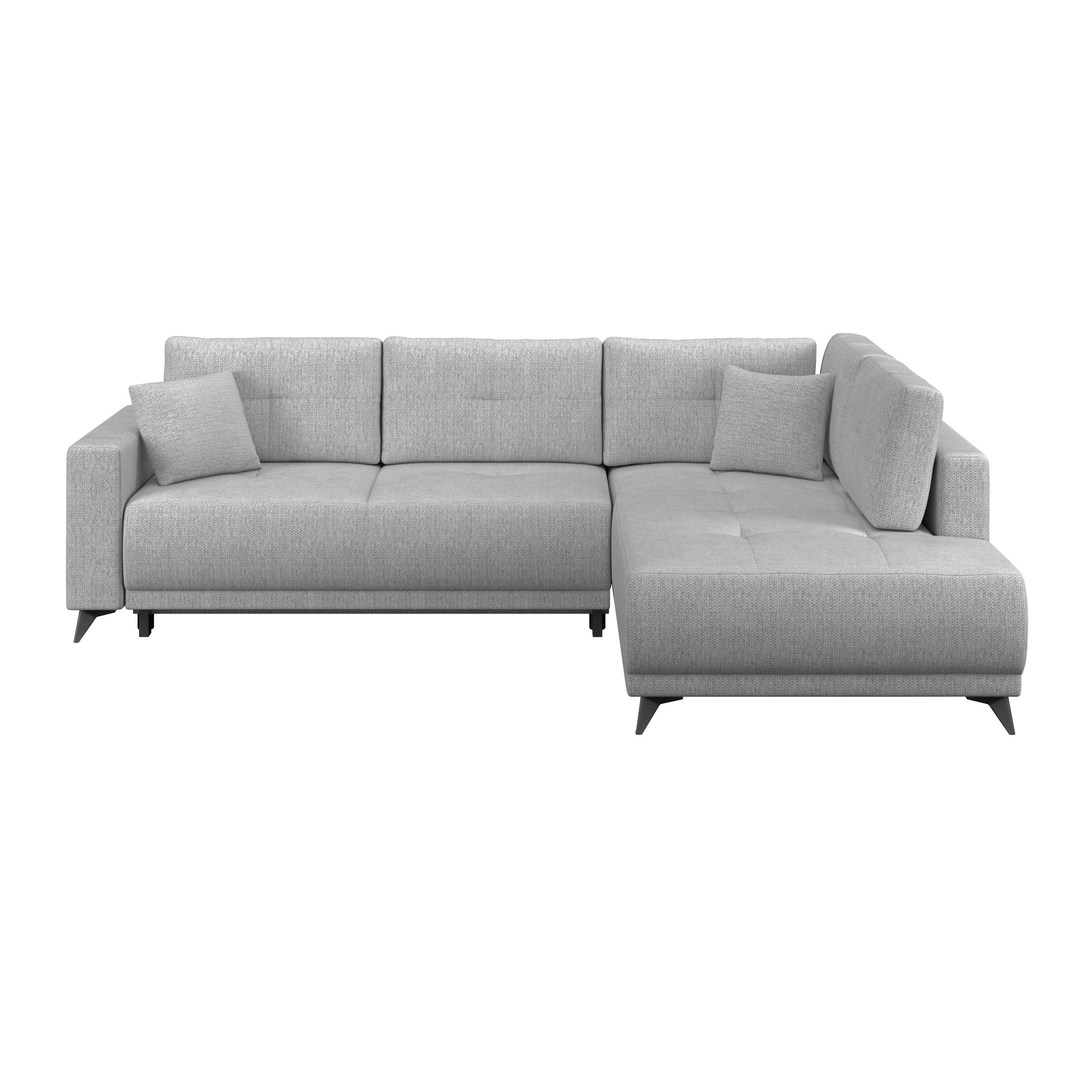 Rohová sedačka TEXAS, pravá, sivá - čierna/sivá, Konventionell, drevo (259/203cm) - Based