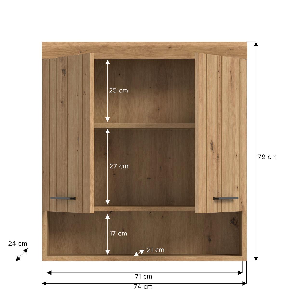 Hängeschrank Scout Eiche Artisan Dekor B: 74cm - Eiche Artisan, Trend, Holzwerkstoff (74/79/24cm) - MID.YOU