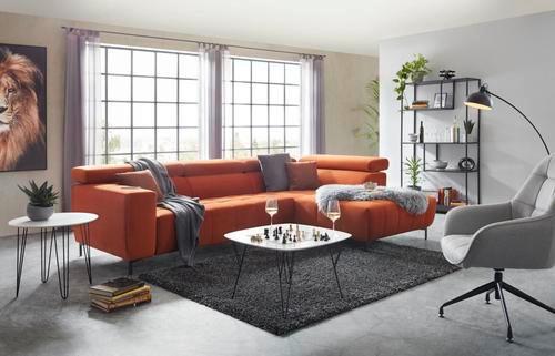 Sedacia Súprava Tarragona - tmavooranžová/čierna, Moderný, textil (295/201cm) - Premium Living
