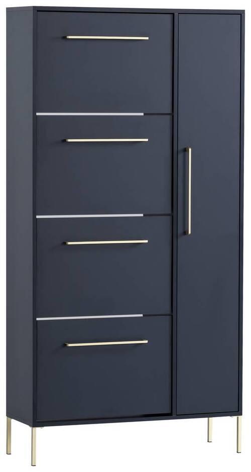 Schuhschrank Kenth Blau B: 88,4 cm - Blau/Goldfarben, Holzwerkstoff (88,4/174,2/30cm) - MID.YOU