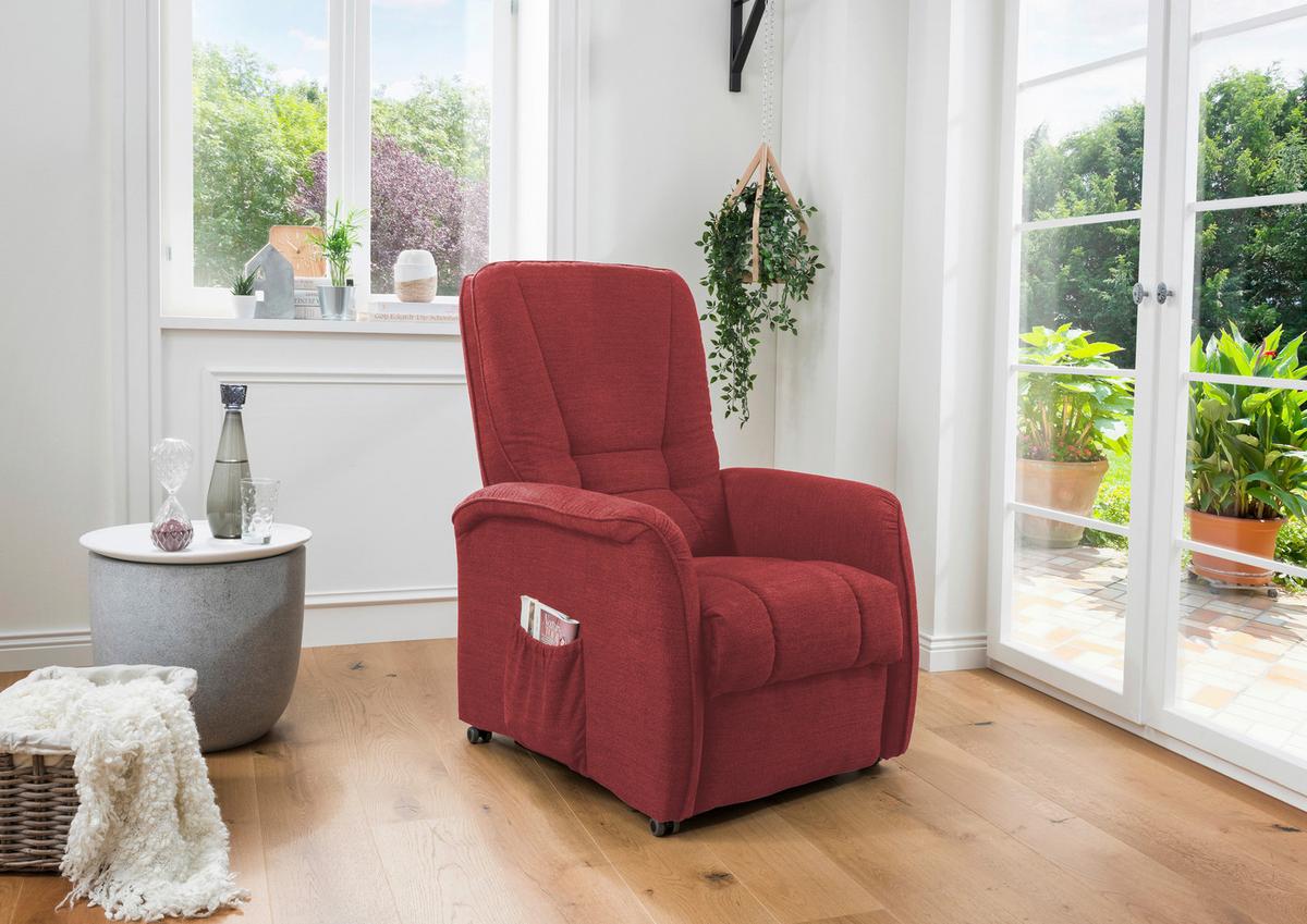 Fernsehsessel Harry Rot B: 77 Cm - Dunkelgrün/Rot, Design, Textil (77/107/88cm) - Livetastic