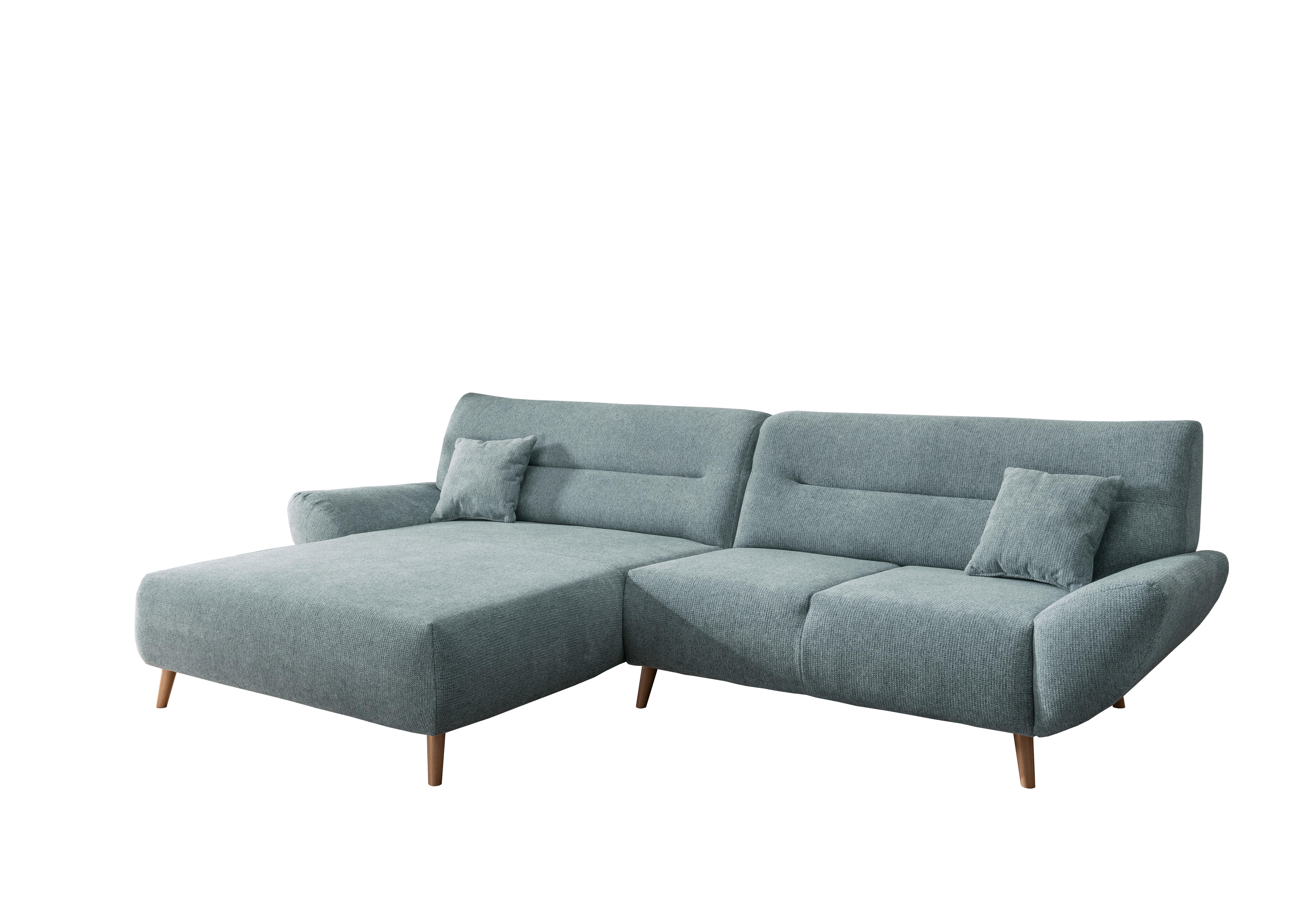 Ecksofa Chenille Blau S: 166x290 cm - Wildeiche/Mintgrün, MODERN, Textil (166/290cm) - MID.YOU
