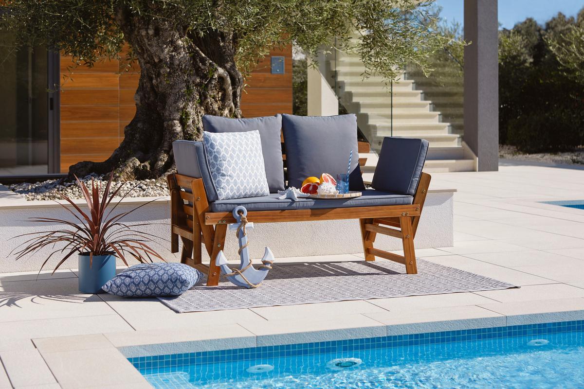 Kerti Pad Bali - akáciaszínű/szürke, Modern, textil/fa (190/75/68cm) - James Wood