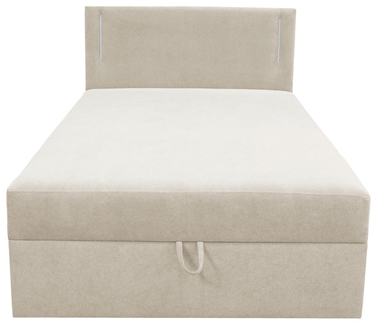 Boxbett mit Bettkasten 120x200 cm Beige Carlos - Beige/Schwarz, Basics, Holzwerkstoff/Textil (121/110/210cm) - Livetastic
