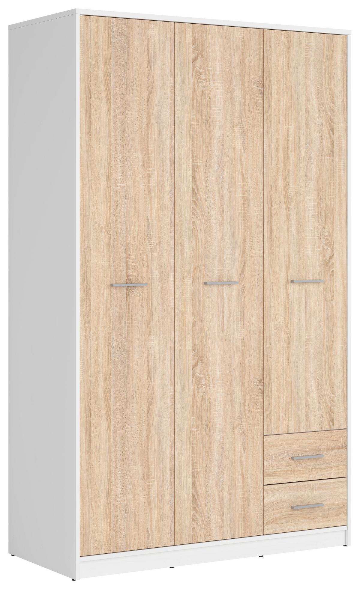 Drehtürenschrank Nepo Plus - Weiß/Sonoma Eiche, MODERN, Holzwerkstoff (118,5/197/54,5cm) - MID.YOU