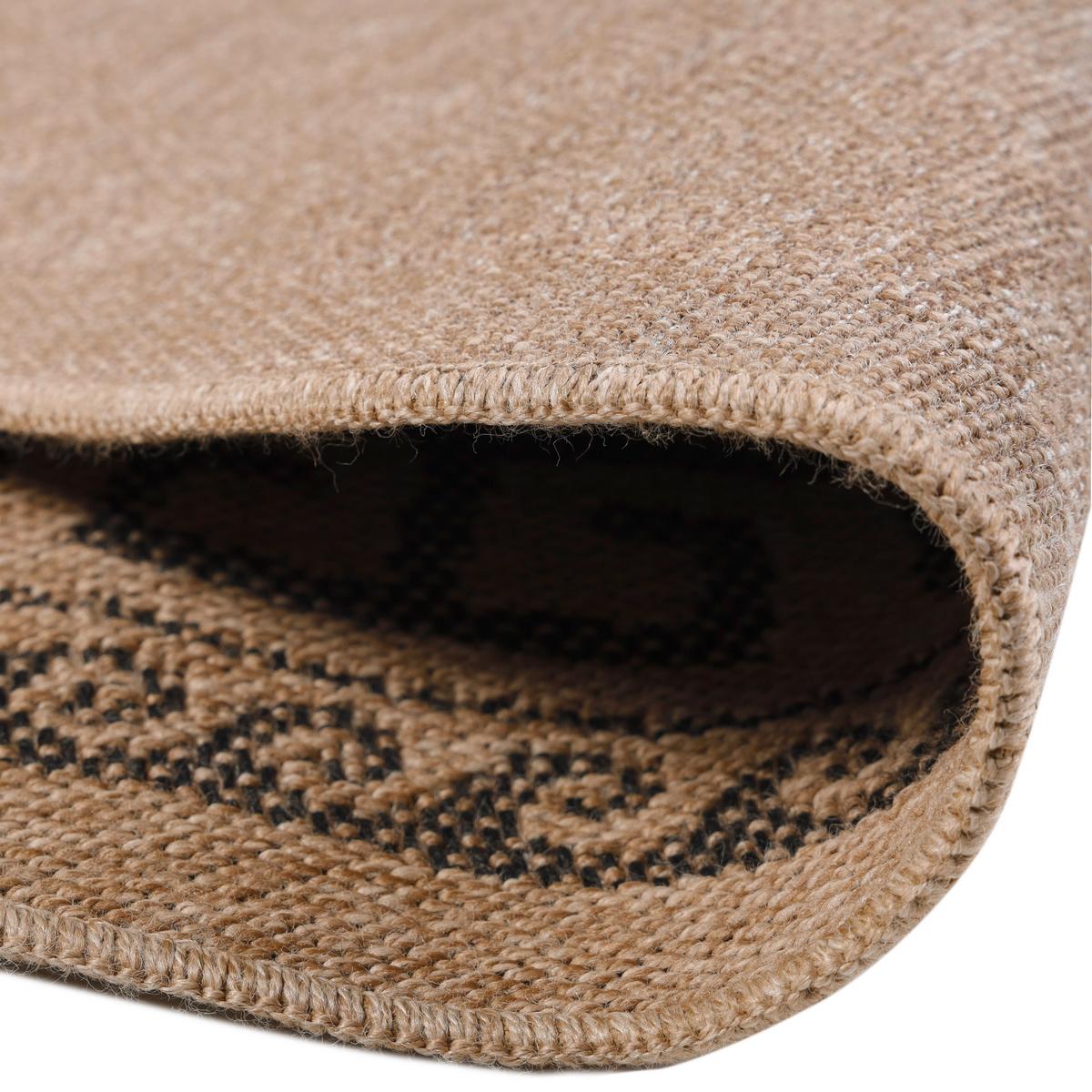 Venkovní okrouhly koberec béžová, P: 160cm - černá, Basics, textil (160cm) - Novel