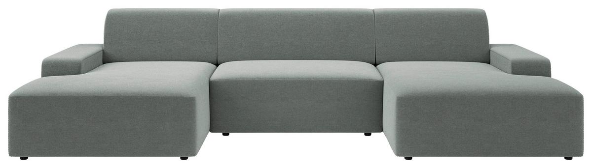 Wohnlandschaft Wien Grau U: 162x329x162 cm - Schwarz/Grau, MODERN, Textil (162/329/162cm) - Trendmanufaktur