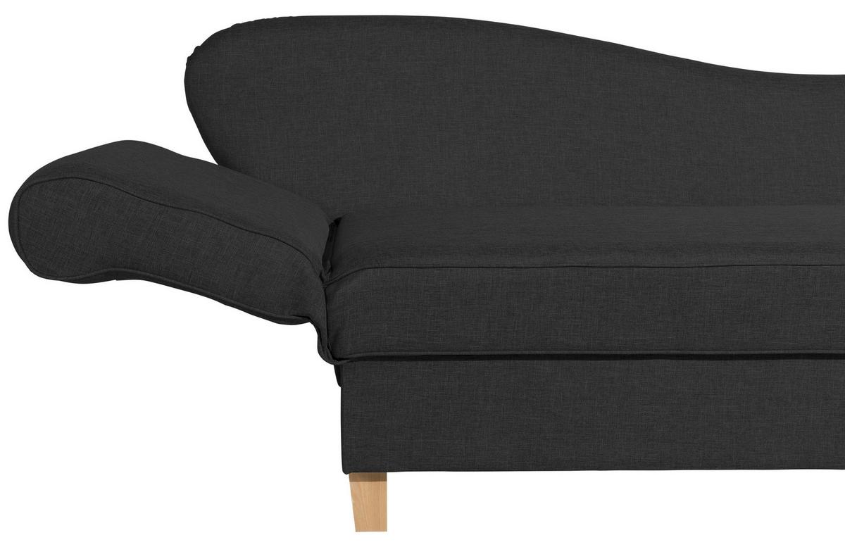 Recamiere Selma Schwarz Links Mit Bettkasten+schlaffunktion - Buchefarben/Schwarz, Design, Textil (190/88/82cm) - Max Winzer