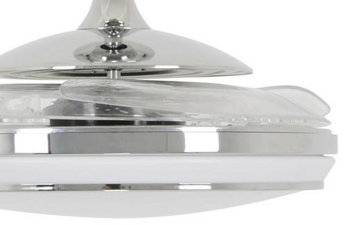 Deckenventilator Fanaway Chrom 4 Flügel, Led-Leuchte - Chromfarben/Transparent, Basics, Kunststoff/Metall (122/41cm) - P & B