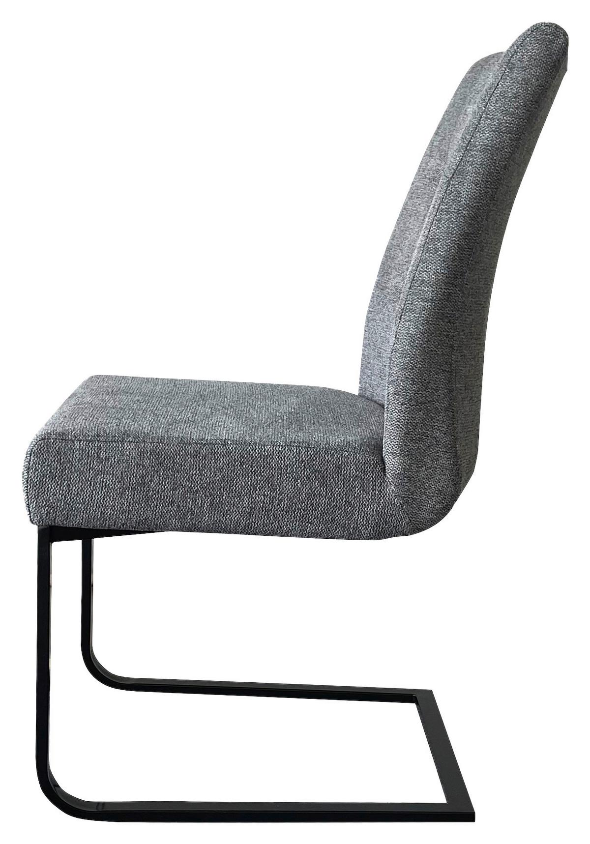 Schwingstuhl-Set Marlen XXL Dunkelgrau/Schwarz B: 47 cm - Dunkelgrau/Schwarz, LIFESTYLE, Textil/Metall (47/96/62cm) - MID.YOU