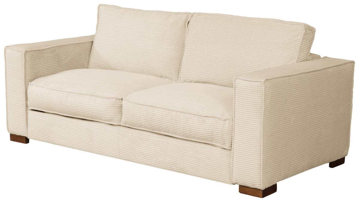 Schlafsofa Texas Creme Cord, B: 203 cm - Dunkelbraun/Creme, Design, Textil (203/85/99cm) - MID.YOU