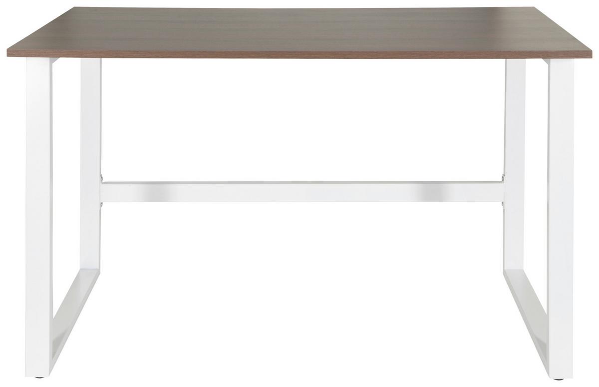 Schreibtisch Workspace Light I Weiß/Walnus Dekor - Walnussfarben/Weiß, Basics, Holzwerkstoff/Metall (120/60/76cm) - MID.YOU