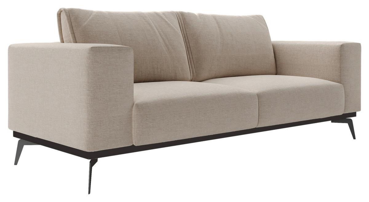Dvoumístná pohovka ISOLDE, béžová - černá/krémová, Design, kov/dřevo (250/87/95cm) - MID.YOU