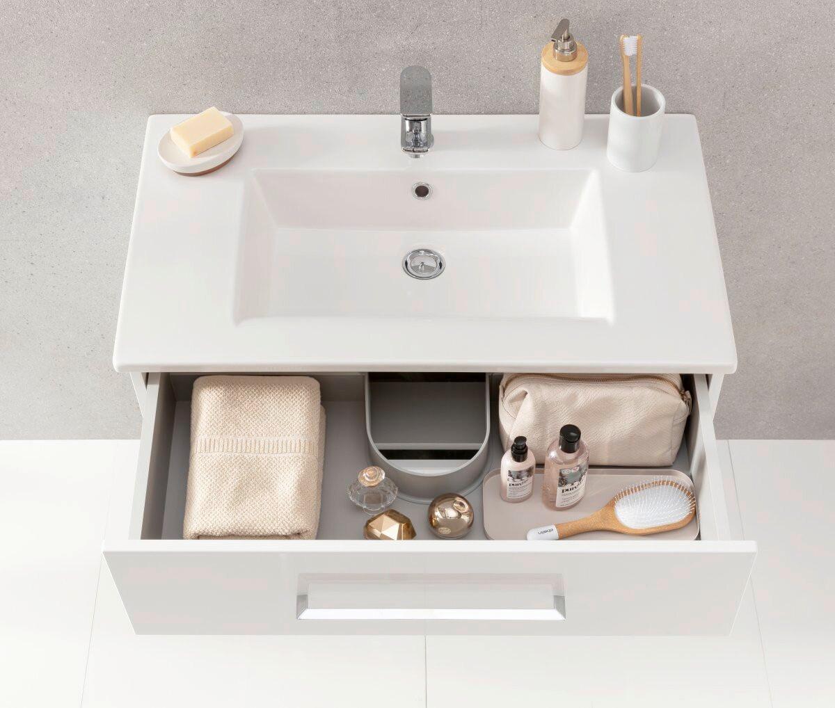 Badezimmer B.Perfekt Weiß 3-Teilig - Weiß, Basics, Glas/Keramik (82cm) - MID.YOU