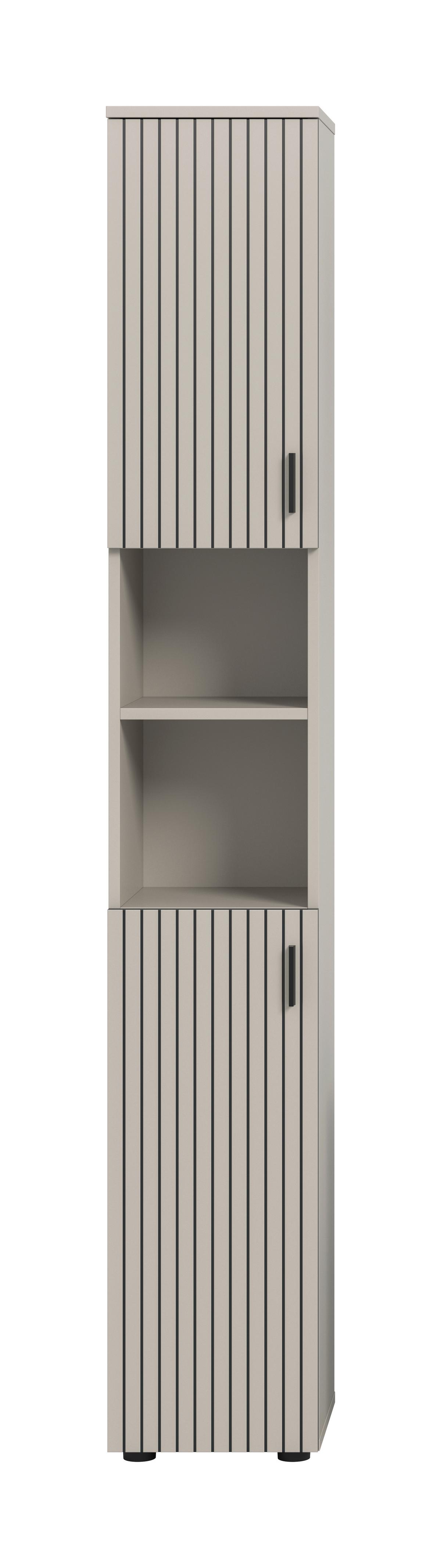 HOCHSCHRANK Mone Kaschmir B: 30cm - Kaschmir/Schwarz, Trend, Holzwerkstoff (30/192/30cm) - MID.YOU