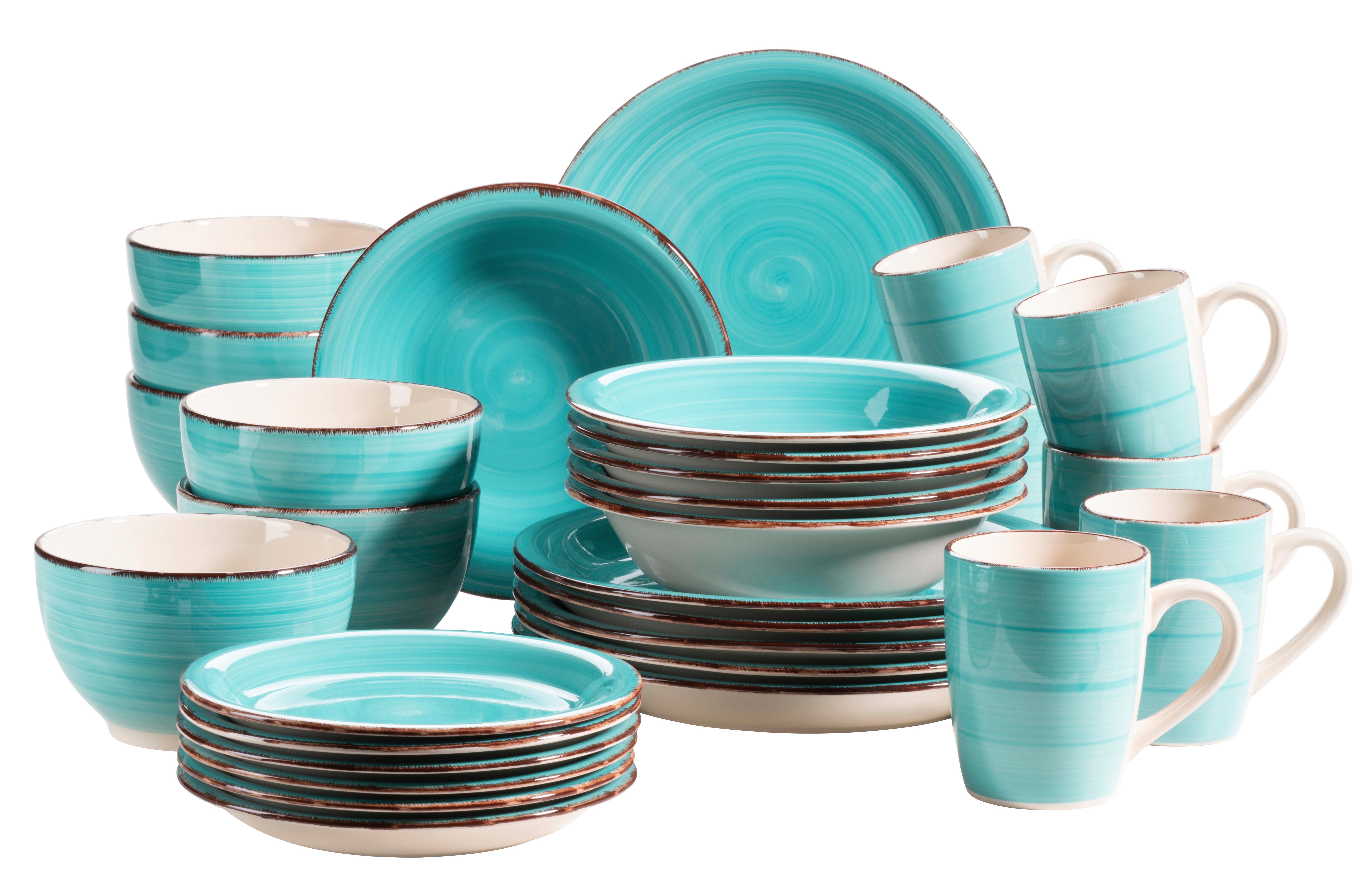 Kombiservice Lumaca Steingut 6 Personen Geschirr Set - Blau, Basics, Keramik (60/32/32cm) - Mäser