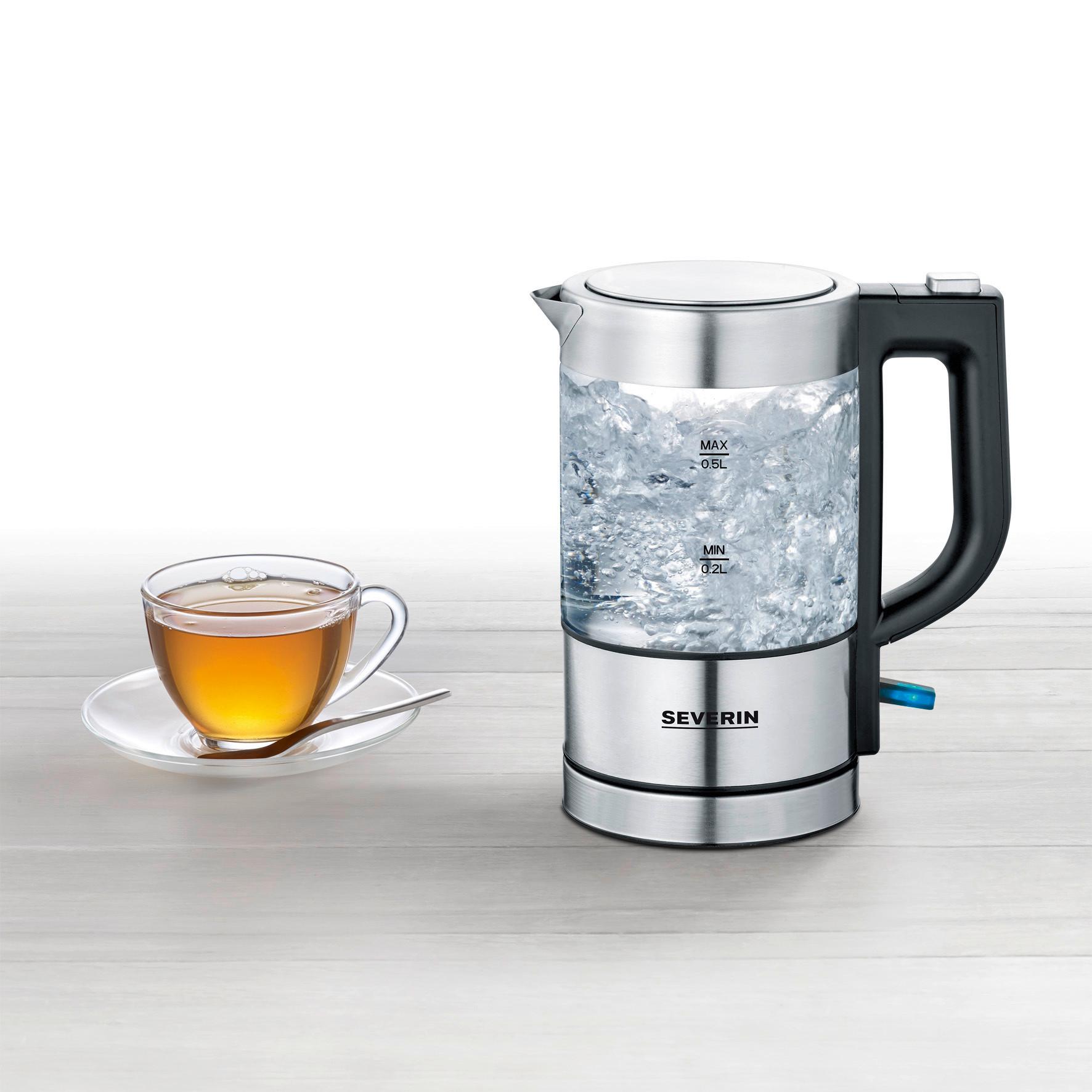 Wasserkocher, 1100W Wk 3472 - Edelstahlfarben/Transparent, Basics, Glas (17,5/19,3/10,5cm) - Silva Schneider