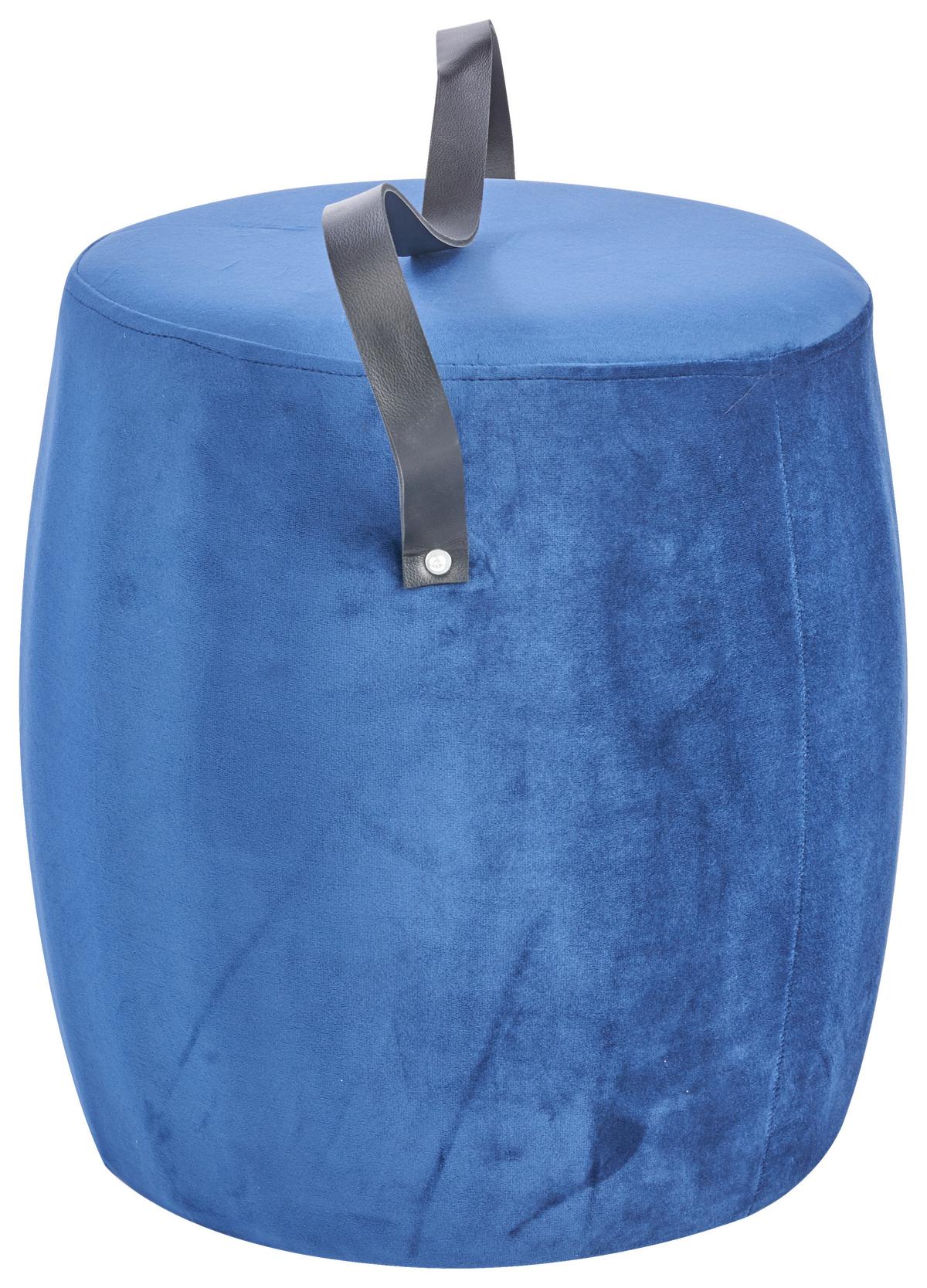 Hocker Textil Dunkelblau Sitz Gepolstert H: 40 Cm Rund - Dunkelblau, Basics, Textil (38/40cm)