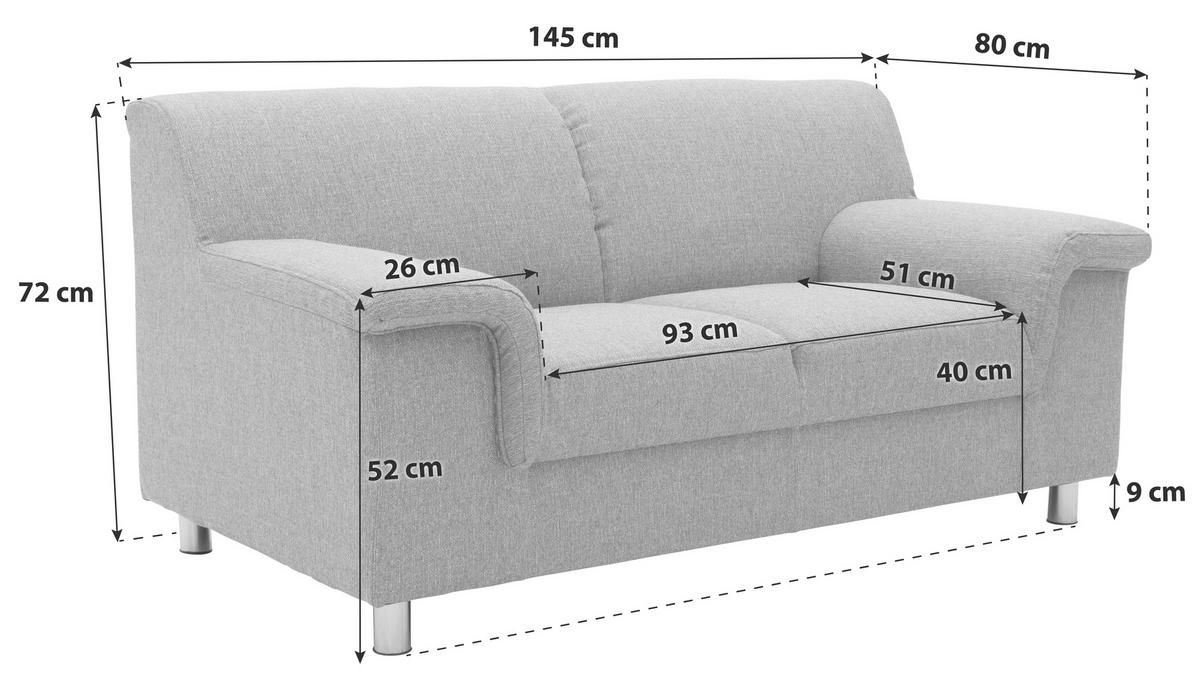 2-Sitzer-Sofa Jamie Armlehnen Beige Webstoff - Chromfarben/Beige, KONVENTIONELL, Textil (145/72/80cm) - MID.YOU