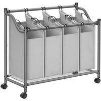 WÄSCHESAMMLER Grau B: 87,5 cm - Eschefarben/Grau, Basics, Textil/Metall (87,5/81/38,5cm)