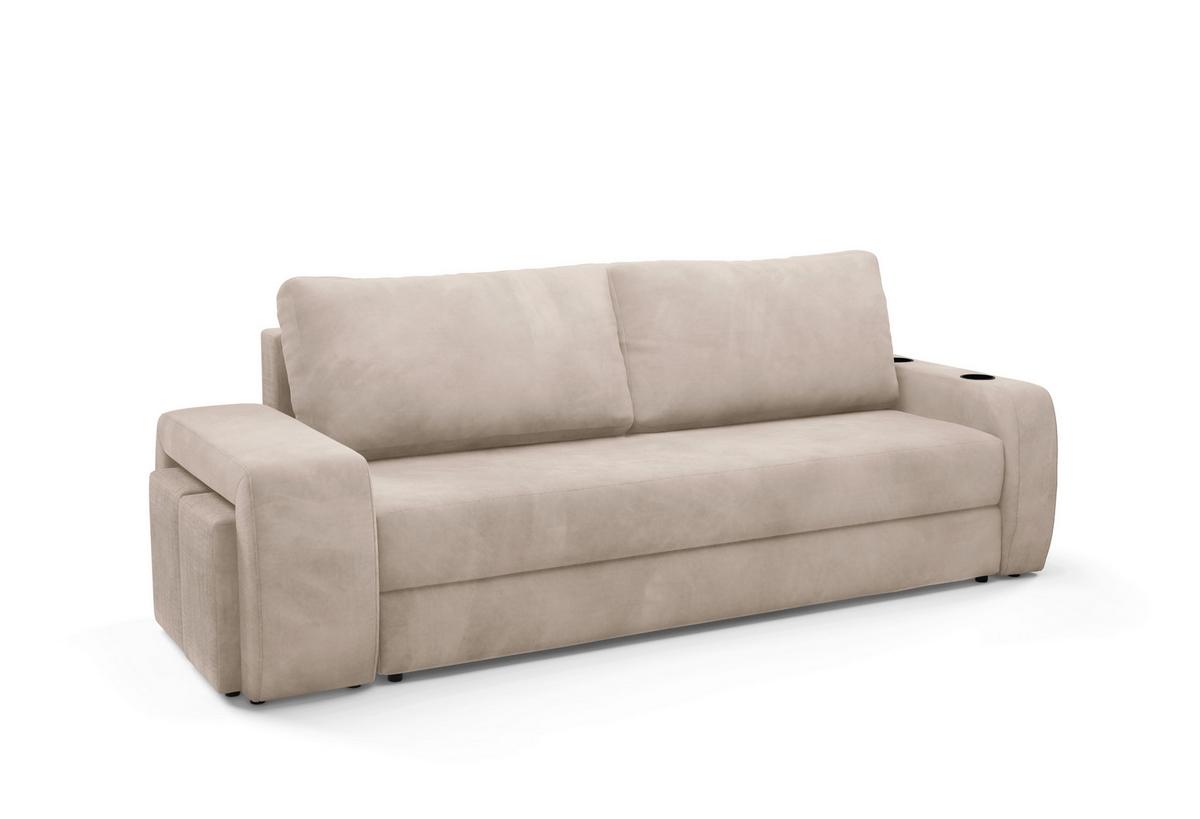 Schlafsofa Ines Beige B: 258cm - Beige/Schwarz, Design, Textil (258/98/95cm) - Livetastic