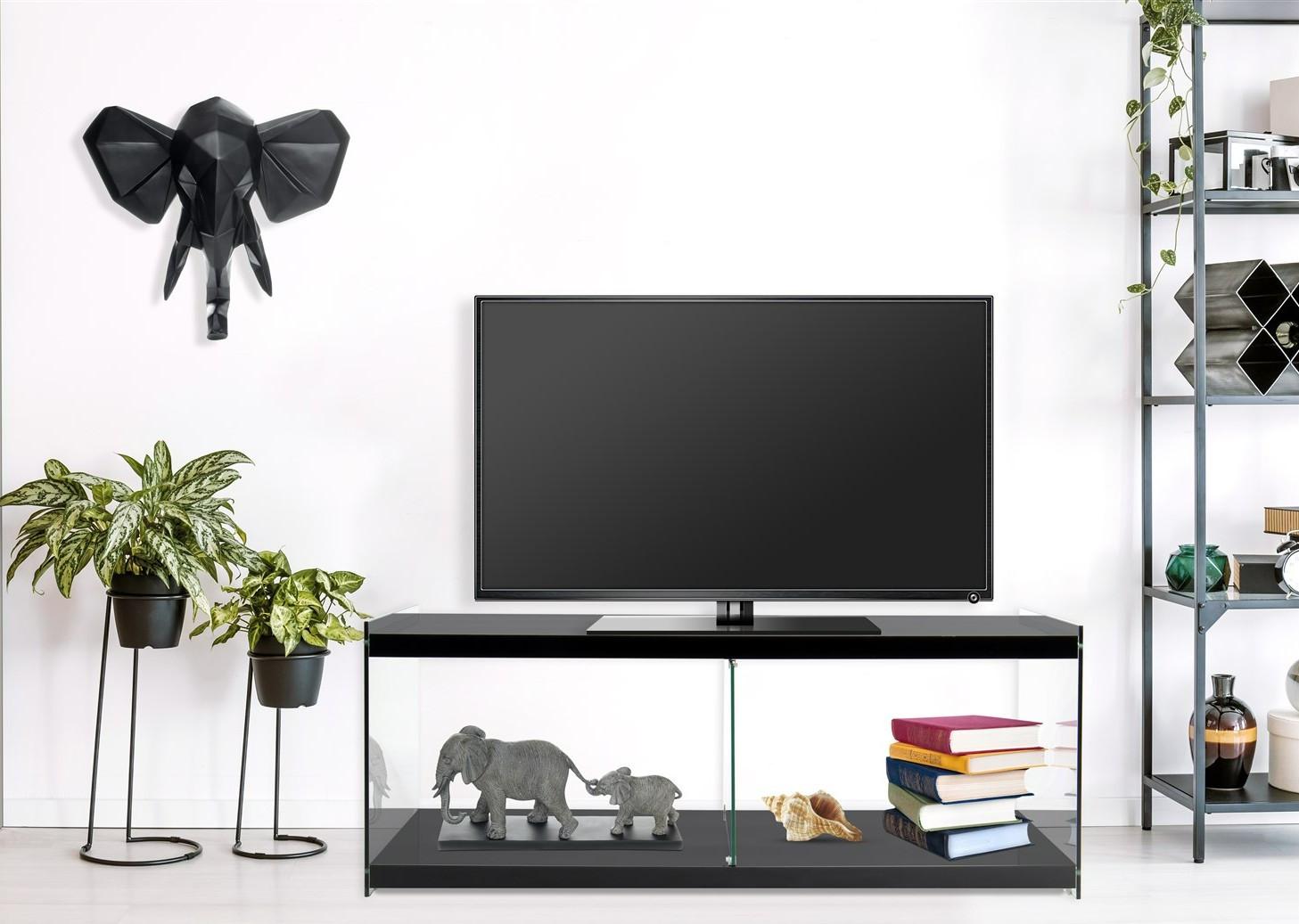 Beistelltisch Elementary Schwarz L: 120 Cm - Schwarz, Design, Glas/Holz (120/45/60cm) - Kayoom